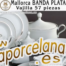 Vajilla 57 piezas Santa Clara Mallorca Banda Plata