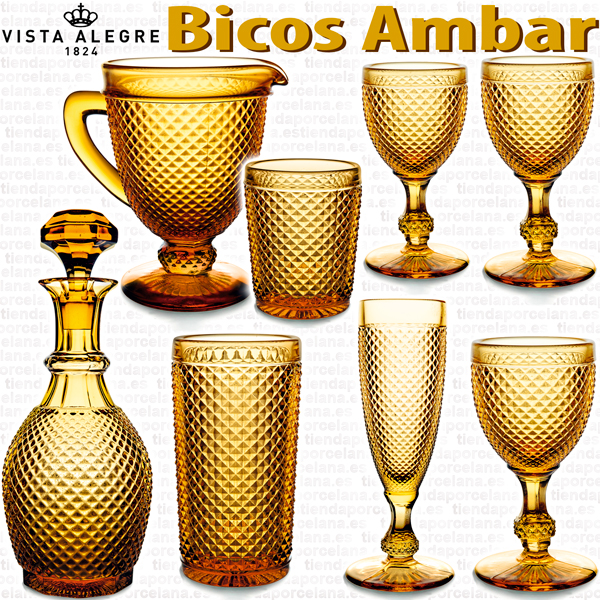 Cristalería de Vidrio Vista Alegre Bicos Picos AMBAR