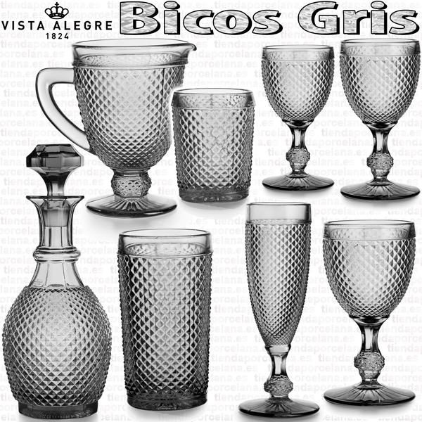 Cristalería de Vidrio Vista Alegre Bicos Picos GRIS CINZA