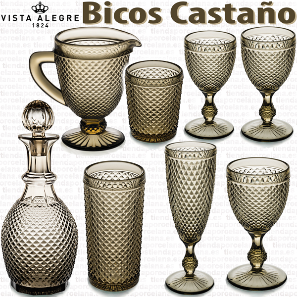 Cristalería de Vidrio Vista Alegre Bicos Picos MARRON CASTAÑO
