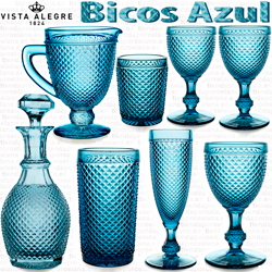 Cristalería de Vidrio Vista Alegre Bicos Picos AZUL