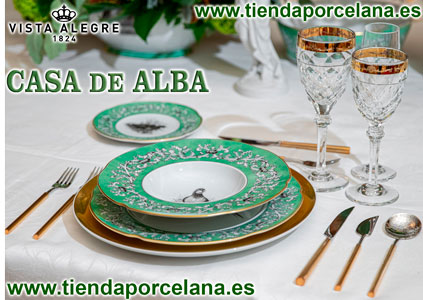 Vajilla Casa de Alba Cristaleria Palazzo Gold Cuberteria Domo Gold Vista Alegre