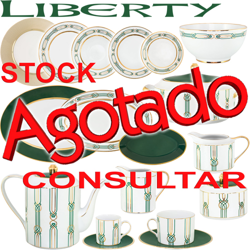 Vajillas Porcel Porcelanas Liberty elegante diseño en Verde y Oro