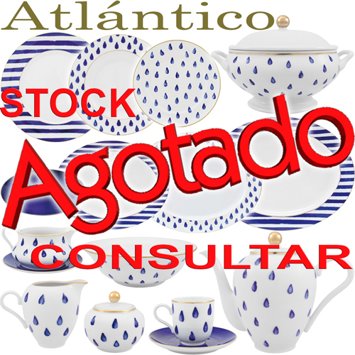 Vajillas Porcel Atlántico Porcelana diseño Azul Cobalto y Oro