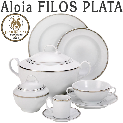 Vajillas Santa Clara Porcelana Aloia Filos Plata