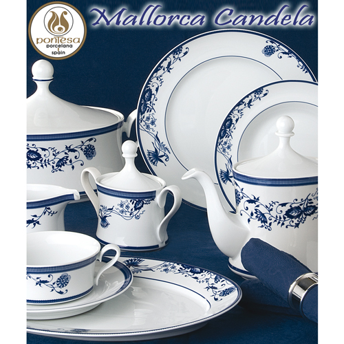 Vajillas Santa Clara Porcelana Mallorca Candela Flores Azules